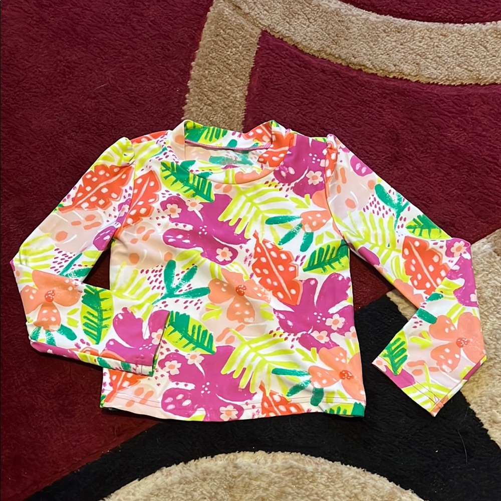 Carter's Vibrant Pink and Orange One Piece Swim Long Sleeve Shirt UV Protection